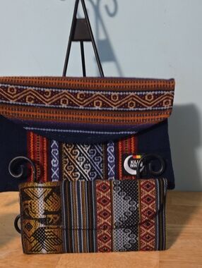 Bundle Of Hand Made Wristlet /crossbody With Wallet Also Woven Material.    (#89